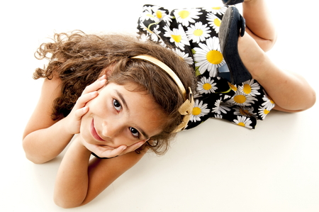 Young cute child smilling using dressの写真素材