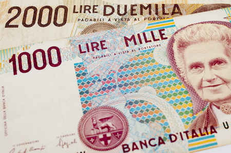 Background of Italy money before Euro Currencyの写真素材