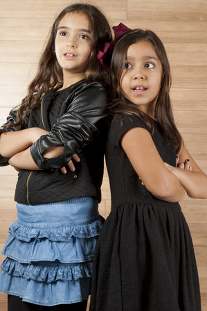 Young children friends, indoor photo .の写真素材