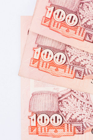 Close up detail Colombia paper money 