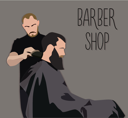 Client visiting hairstylist in barber shop vector illustrationのイラスト素材