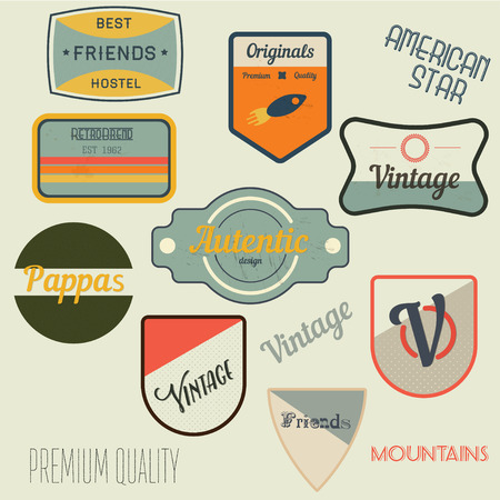 collection of vintage labels,vintage badges, vintage elementsのイラスト素材