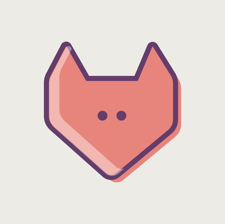 Fox face icon. Fox face symbol.  Fox face bottom. Fox face  .  Fox face emblem. Fox face label. Fox face badge.のイラスト素材
