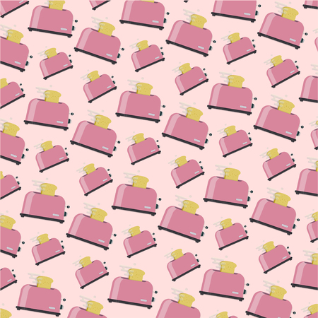 Kitchen toaster pattern.Kitchen toaster texture.Kitchen toaster decor background.Kitchen toaster banner.Kitchen toaster titleのイラスト素材
