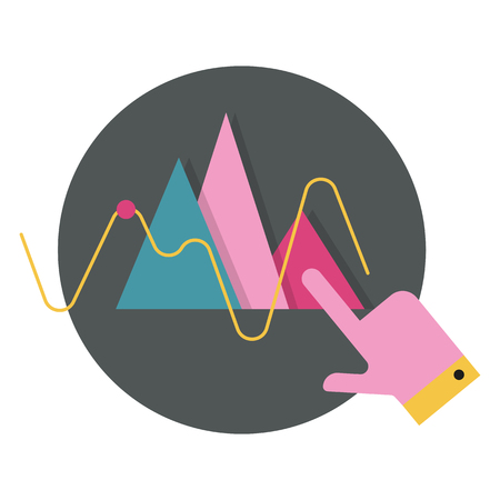 Web analytics , hand with triangles and chart ,flat icons, web element infographicsのイラスト素材