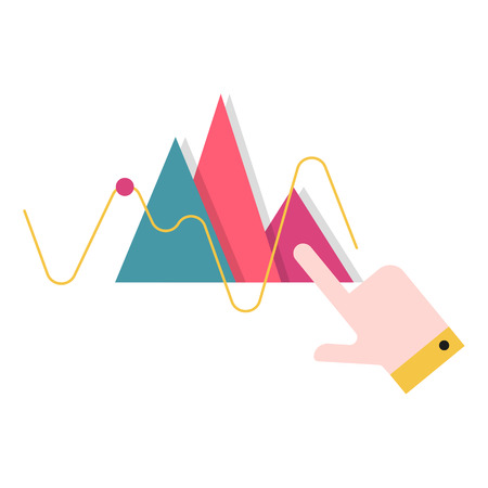 Web analytics ,hand with triangles and chart ,flat icons, web element infographicsのイラスト素材
