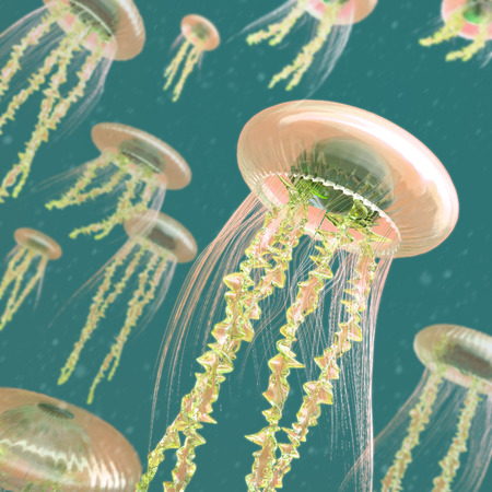 3d jellyfish colorful abstract background. 3d redering. 3d illustrationの写真素材