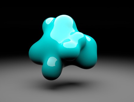 3d cyan shape abstract on dark background 3d renderingの写真素材
