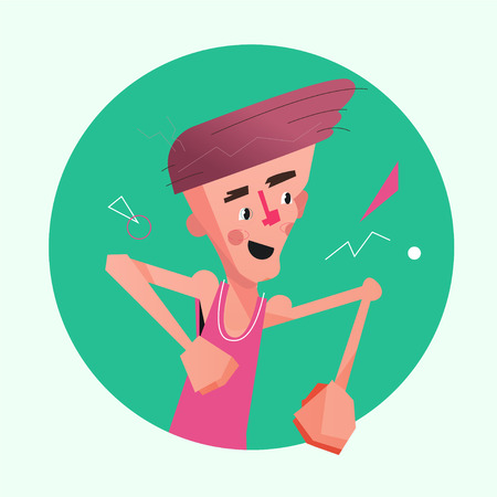 Simple avatar collection. Flat cartoon style faces. Vector illustrationのイラスト素材