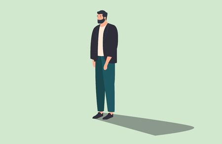 modern man standing isolated on background flat vector illustrationのイラスト素材