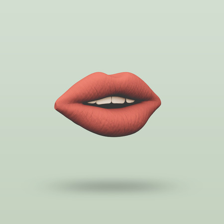 lips abstract minimalist art. 3d rendering illustrationの写真素材