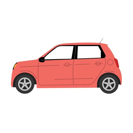 Red mini Car on whiteのイラスト素材