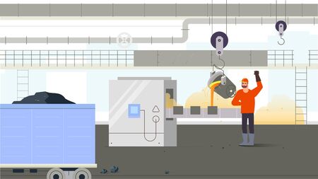 Factory worker inside production. Concept of industrial situationのイラスト素材