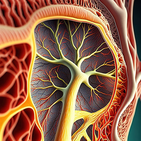 inside human body macro veins tissues. AI, generated