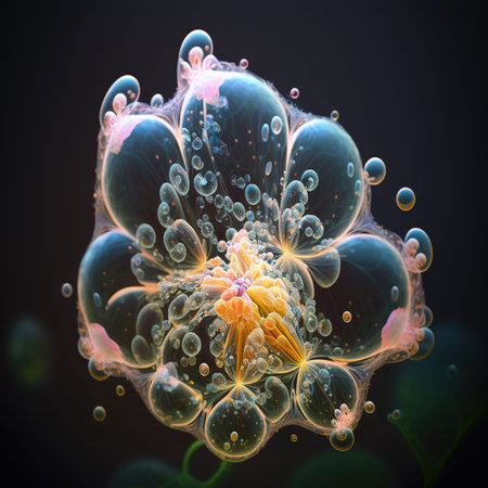 fractal forms translucent membranes central round shape. AI, generated