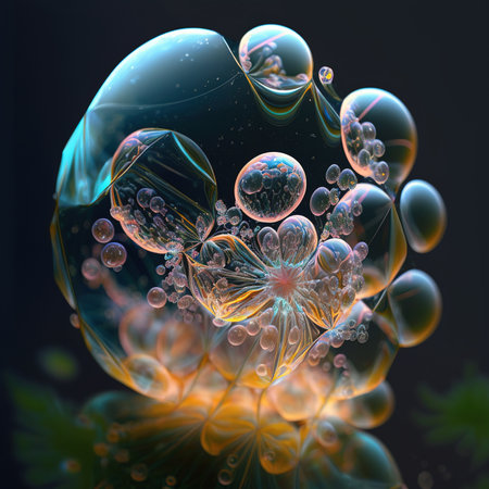 fractal forms translucent membranes central round shape. AI, generatedの写真素材