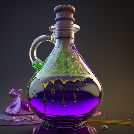 ultra realistic soggy mystical potion close up. AI, generated.の写真素材