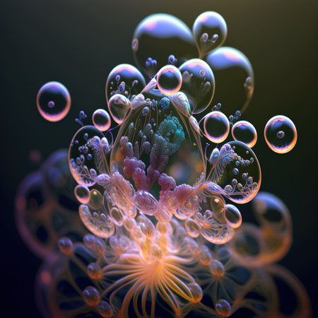 fractal forms translucent membranes central round shape. AI, generatedの写真素材