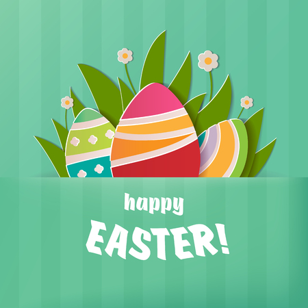 Happy Easter greeting card. A realistic  image that simulates paper.のイラスト素材