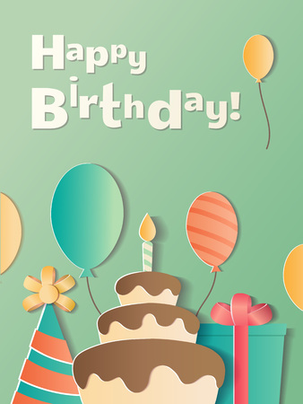 Happy Birthday greeting card. A realistic image that simulates paper.のイラスト素材