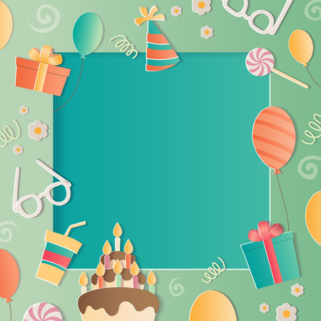Happy Birthday photo frame. A realistic image that simulates paper.のイラスト素材