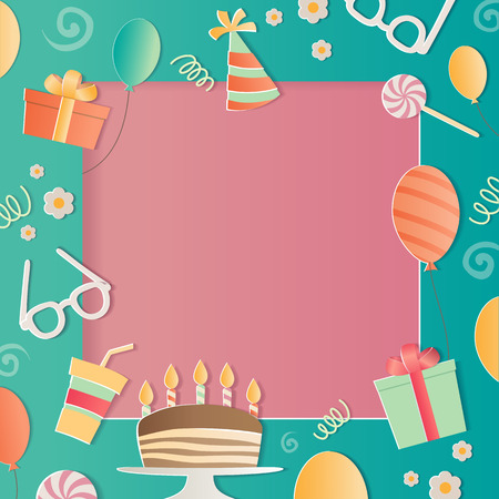 Happy Birthday photo frame. A realistic image that simulates paper.のイラスト素材