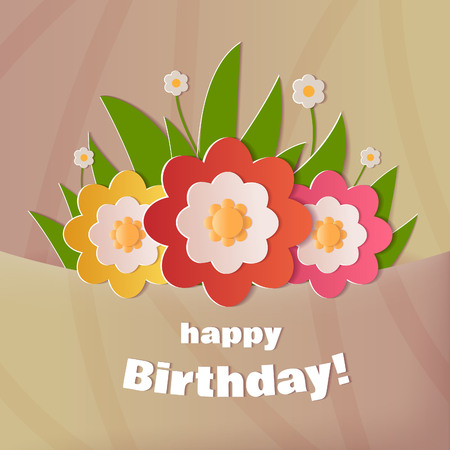 Happy Birthday greeting card. A realistic image that simulates paper.のイラスト素材