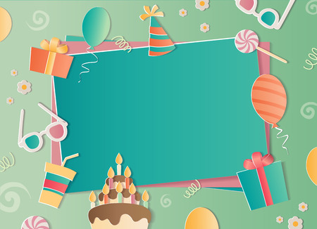 Happy Birthday photo frame. A realistic image that simulates paper. Aspect ratio photography 3:2.のイラスト素材