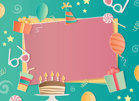 Happy Birthday photo frame. A realistic image that simulates paper. Aspect ratio photography 3:2.のイラスト素材