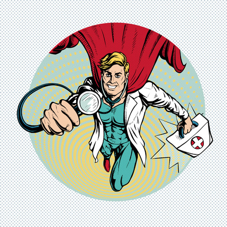 Doctor flies to treat people.のイラスト素材