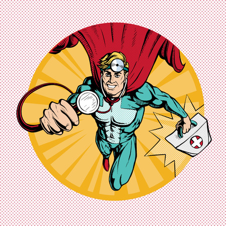 Doctor flies to treat people.のイラスト素材