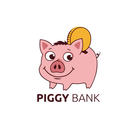 Ð¡ute piggy bank with coinのイラスト素材