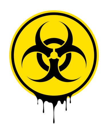 Biohazard sign. Danger symbol. Grunge effect. Vector flat iconのイラスト素材