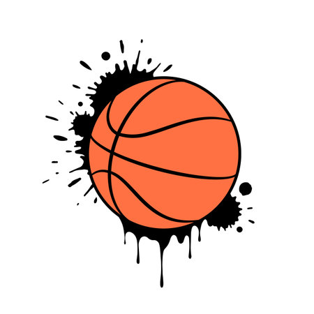 Grunge basketball ball design with paint splashes and drops. Vector illustrationのイラスト素材