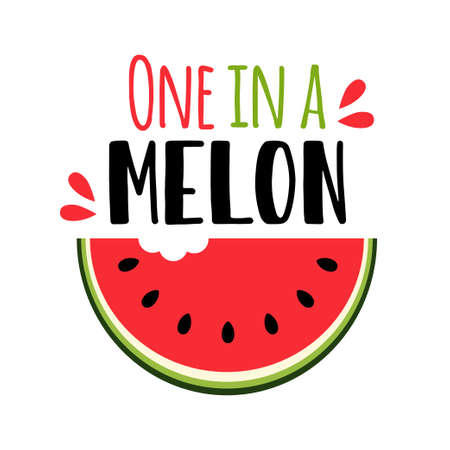 One in a Melon. Vector Illustration with watermelon sliceのイラスト素材