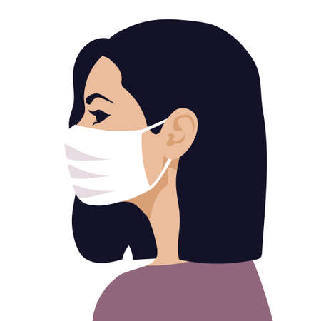 Woman in medical face maskのイラスト素材
