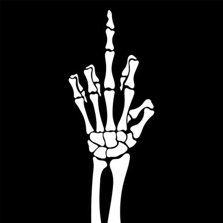 Skeleton hand shows middle finger, vector illustrationのイラスト素材