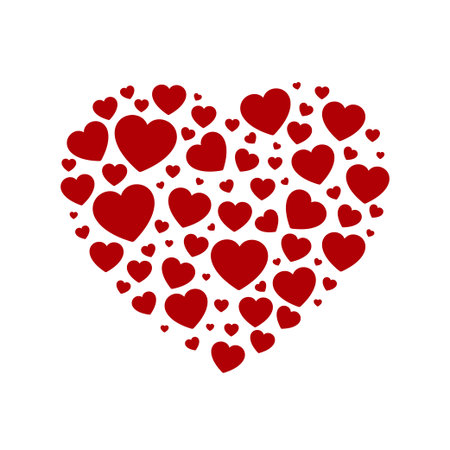 Heart composed of small red hearts, St.Valentines day decoration, vector