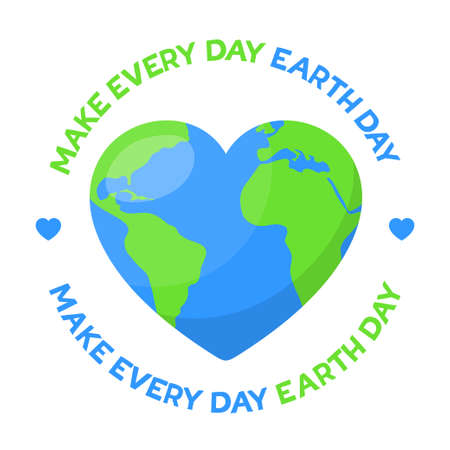 Make every day Earth day. Planet Earth in the shape of heartのイラスト素材