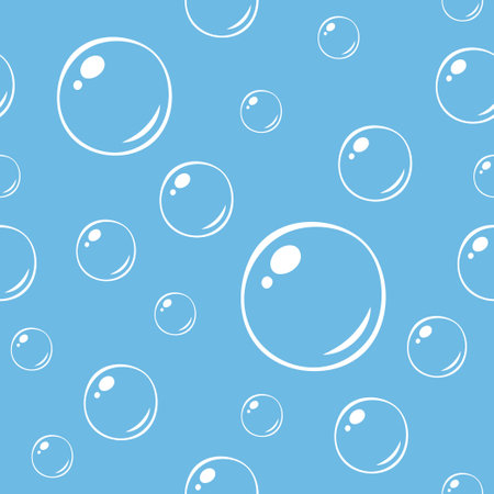 Soap bubbles seamless pattern. Vector hand drawn backgroundのイラスト素材