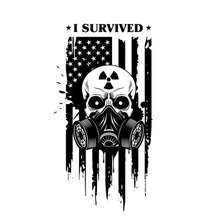 Grunge skull in a gas mask with american flag. Vector illustrationのイラスト素材