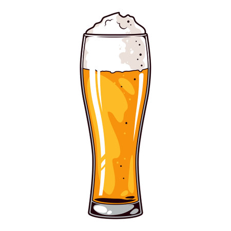 Glass of foamy beer. Vector illustration on white backgroundのイラスト素材