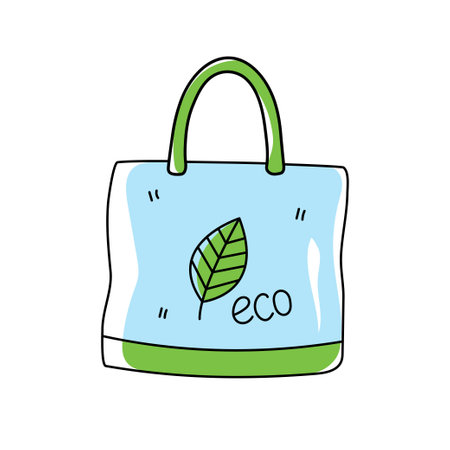 Eco bag icon. Vector illustration in doodle styleのイラスト素材