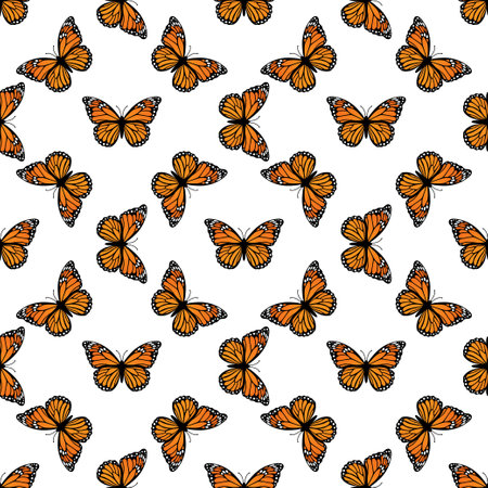 Seamless pattern with monarch butterflies, vector illustrationのイラスト素材