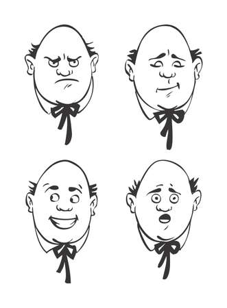 One face, 4 facial expressionsのイラスト素材