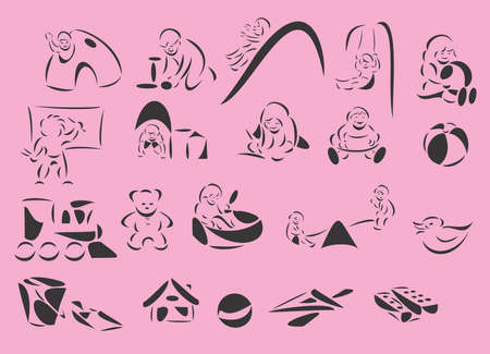 Line-art vector illustrations related to nurseryのイラスト素材
