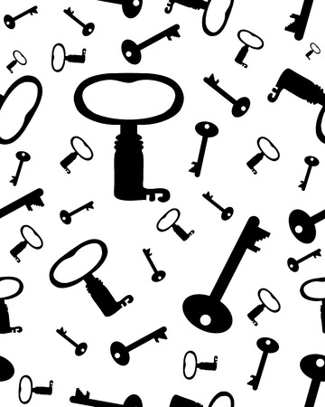 Seamless pattern with old keys on a white background, vectorのイラスト素材