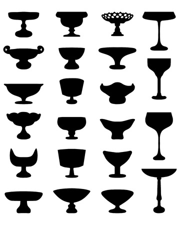 Black silhouettes of fruit bowls,vectorのイラスト素材