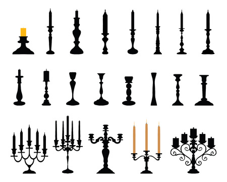 Silhouettes of candlesticks, vectorのイラスト素材