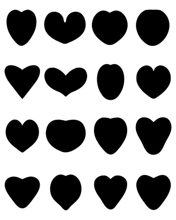 Black silhouettes of heart on the white backgroundのイラスト素材